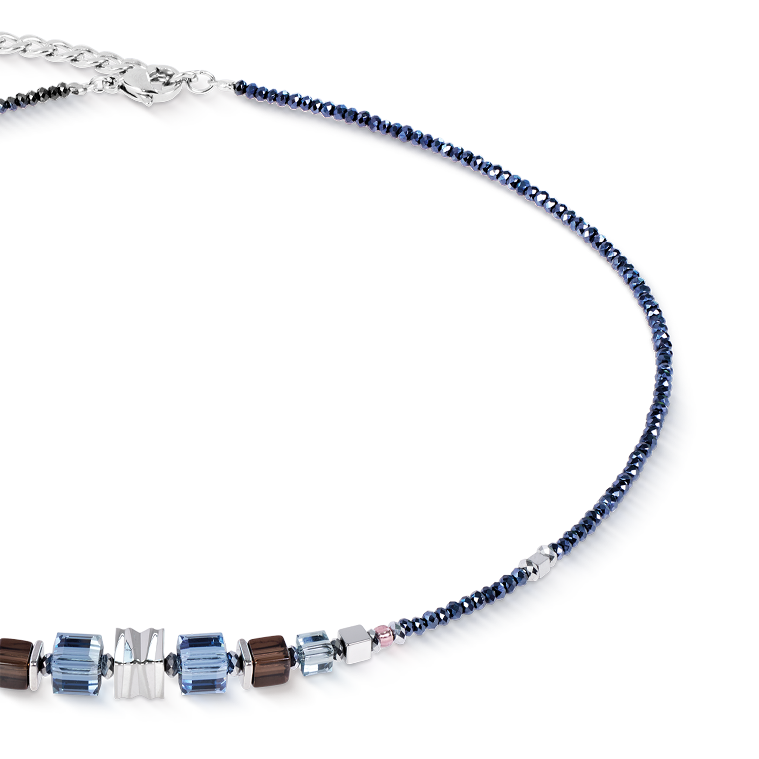Necklace Wave Cube Flow silver-blue