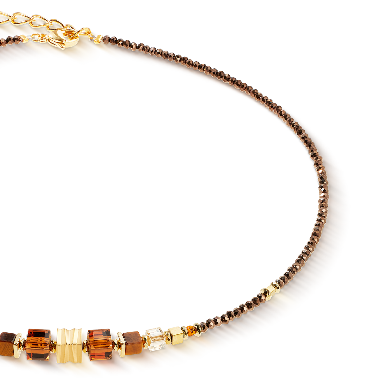 Necklace Wave Cube Flow gold-brown