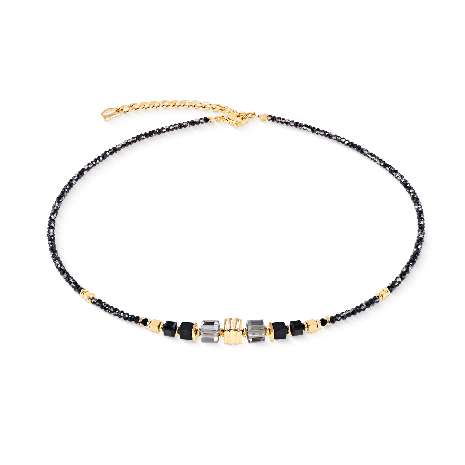 Necklace Wave Cube Flow gold-black