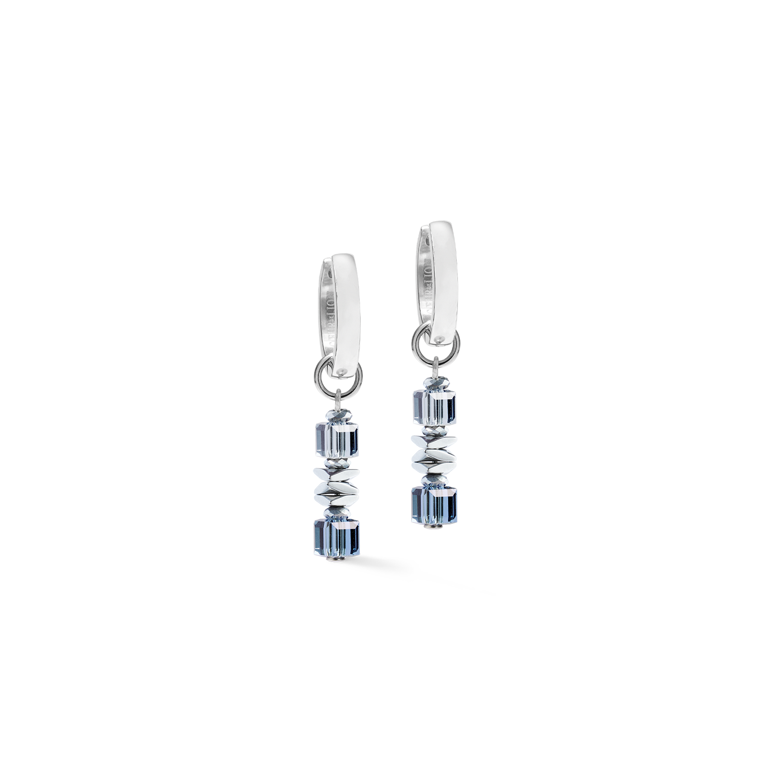 Hoop Earrings Wave Cube Flow silver-blue