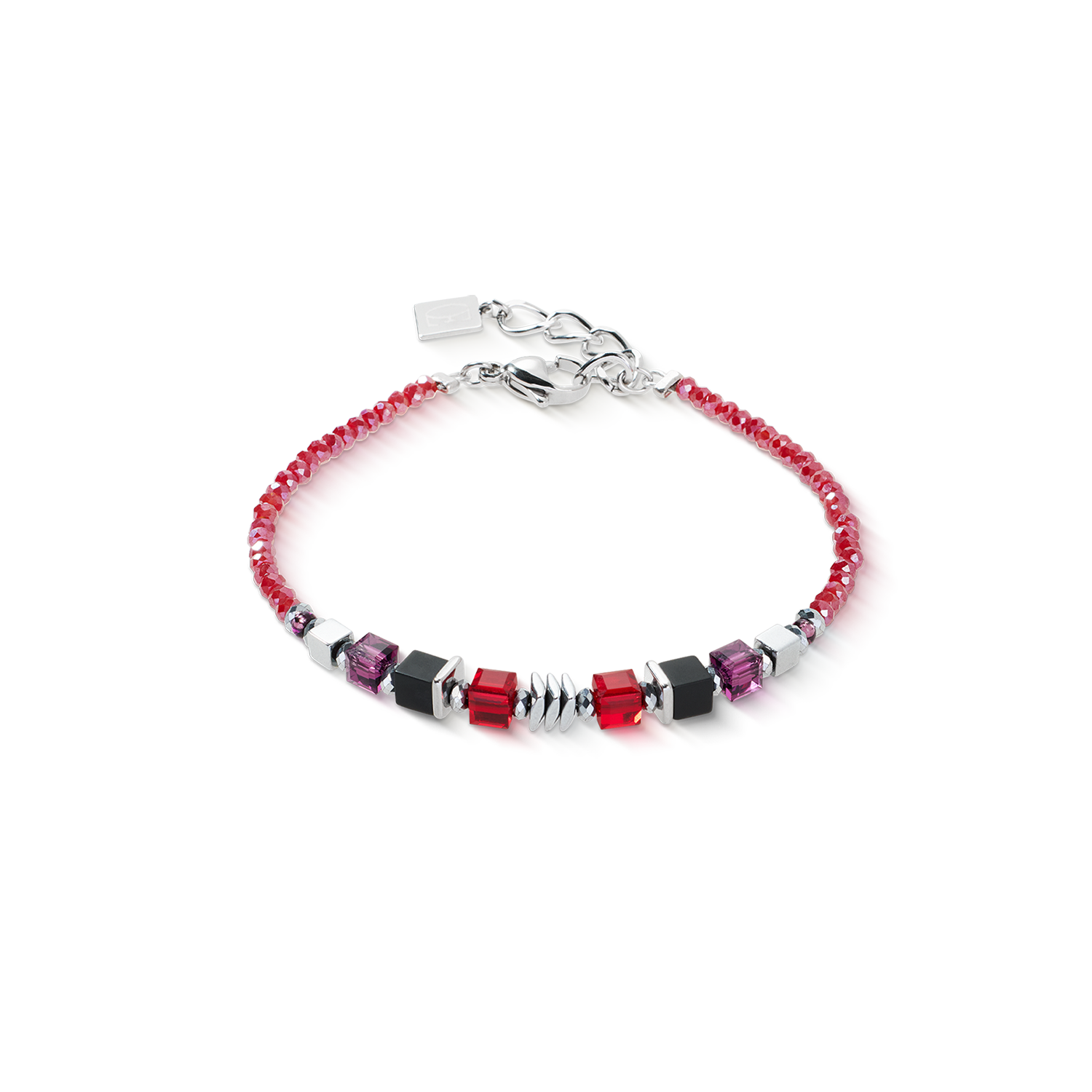 Bracelet Wave Cube Flow silver-red