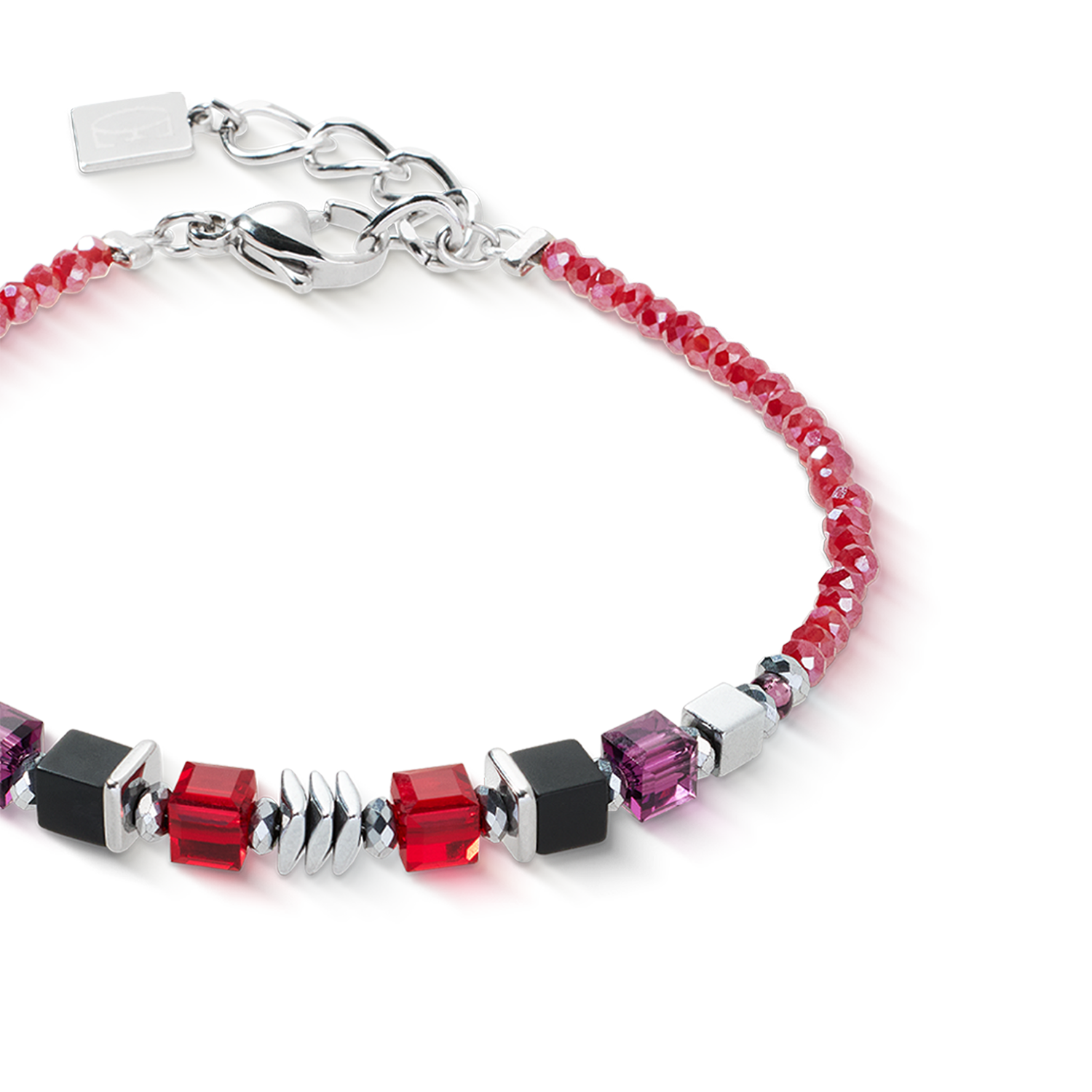 Bracelet Wave Cube Flow silver-red