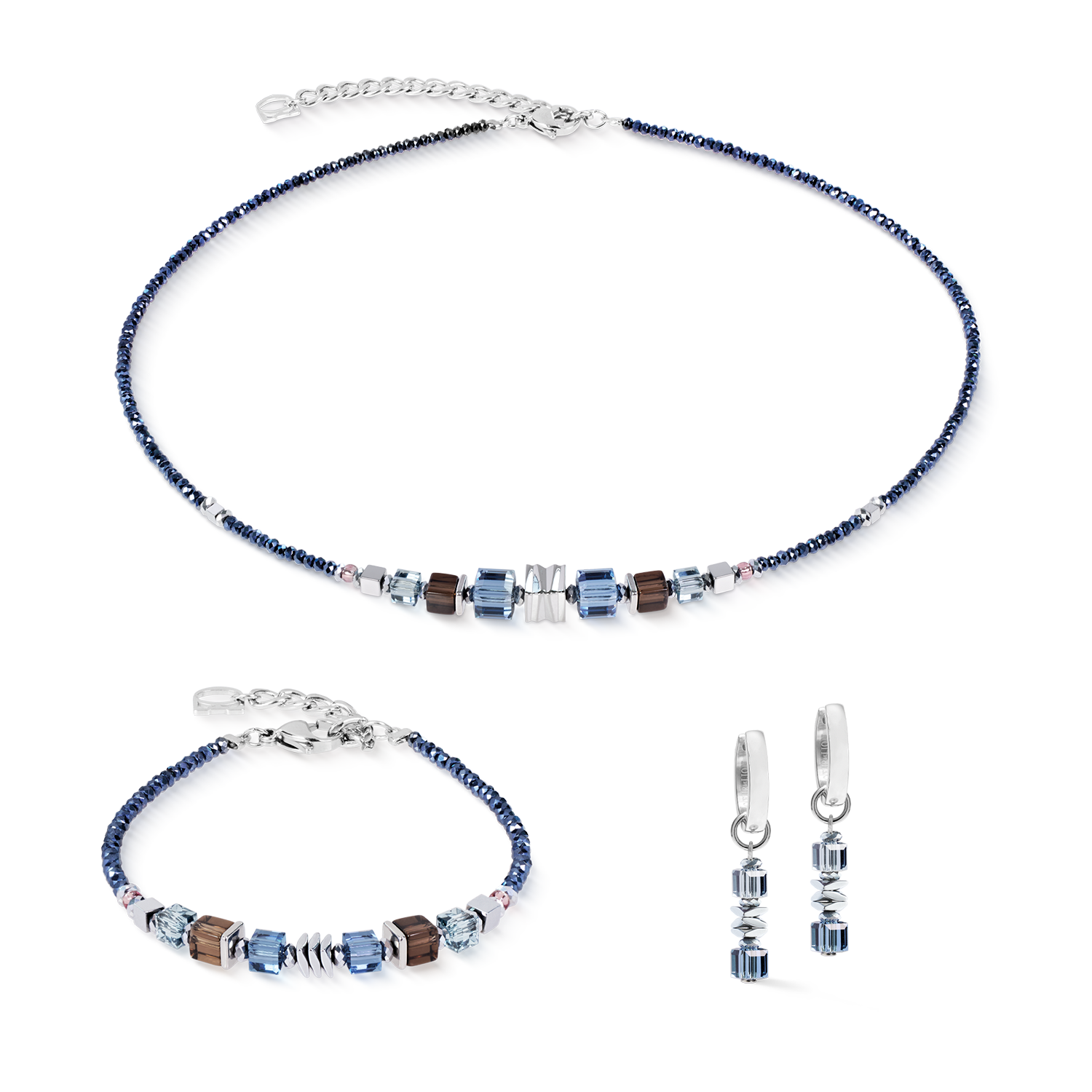 Bracelet Wave Cube Flow silver-blue