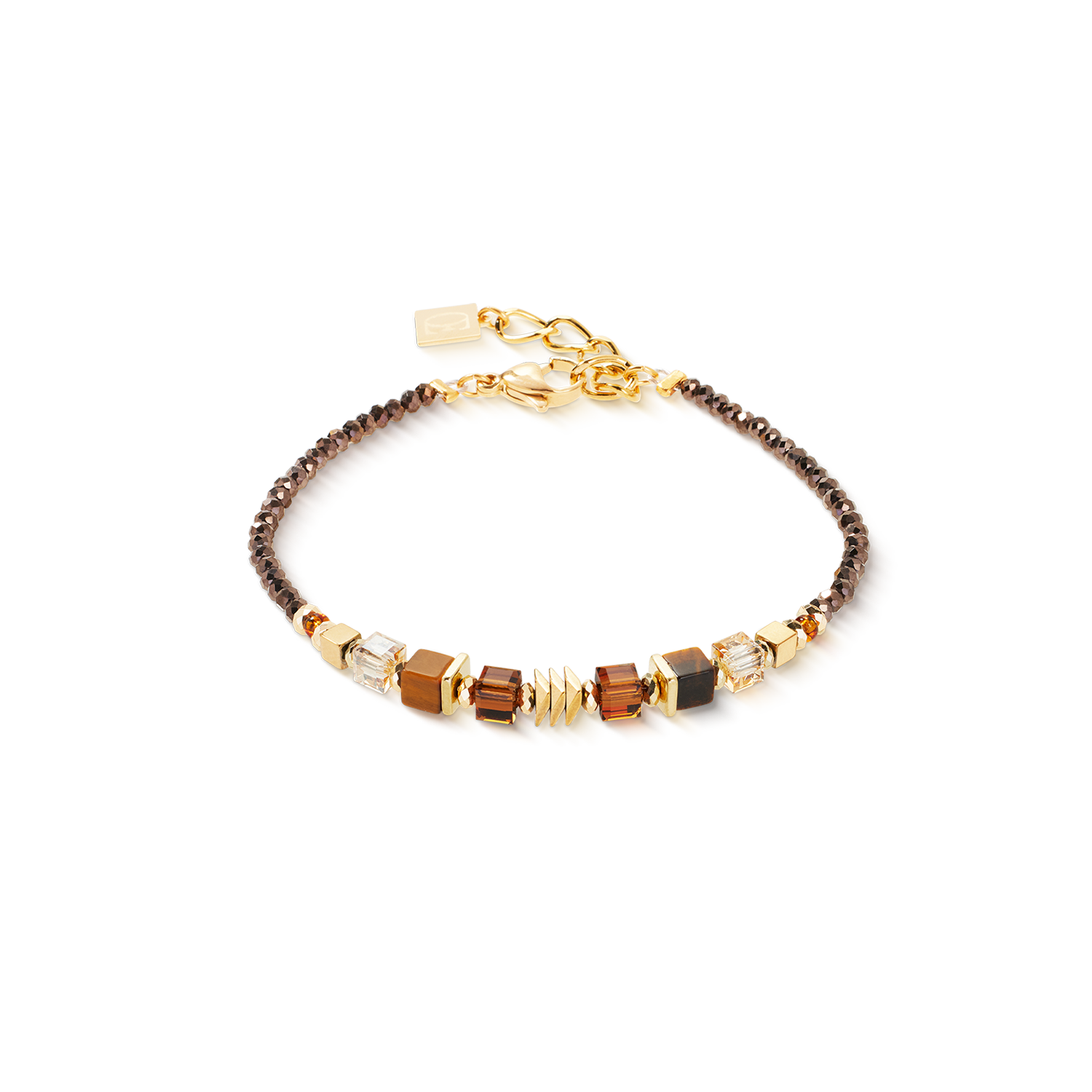 Bracelet Wave Cube Flow gold-brown