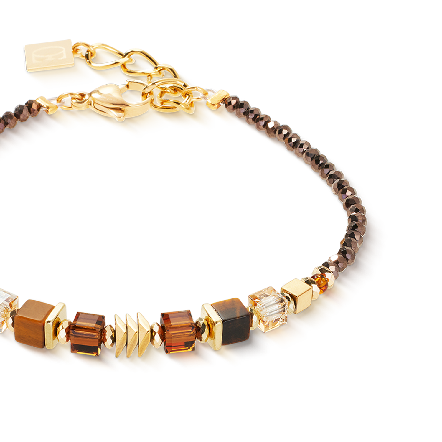 Bracelet Wave Cube Flow gold-brown