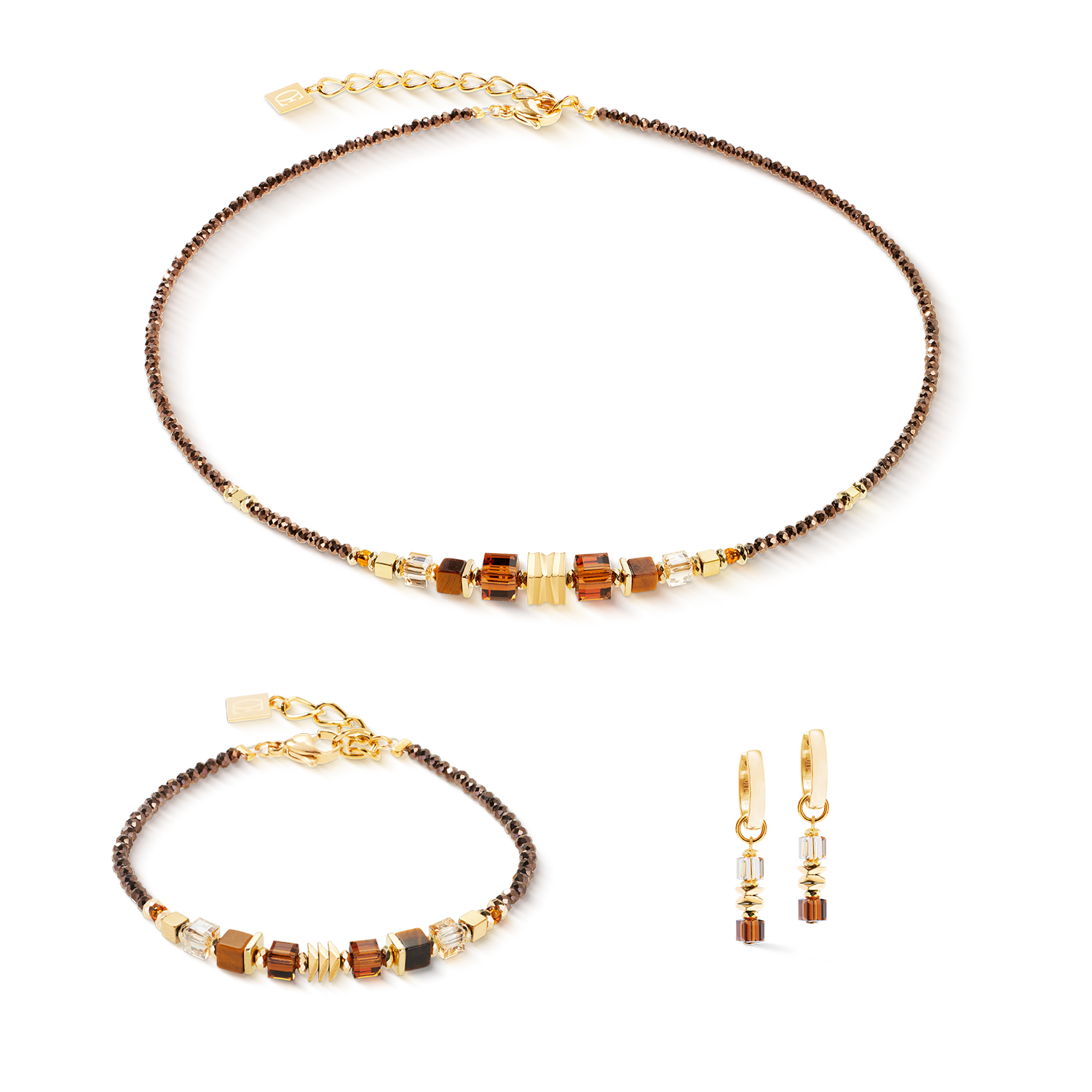 Bracelet Wave Cube Flow gold-brown