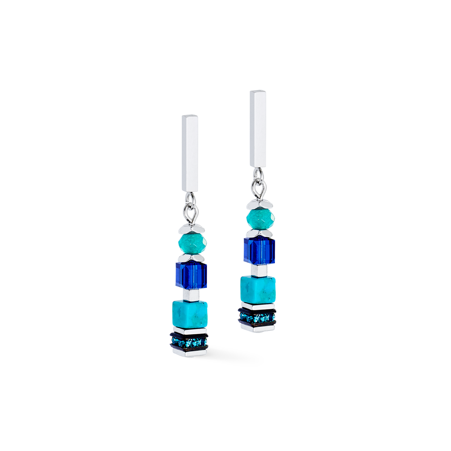 Earrings Wave Precious Flow silver-teal