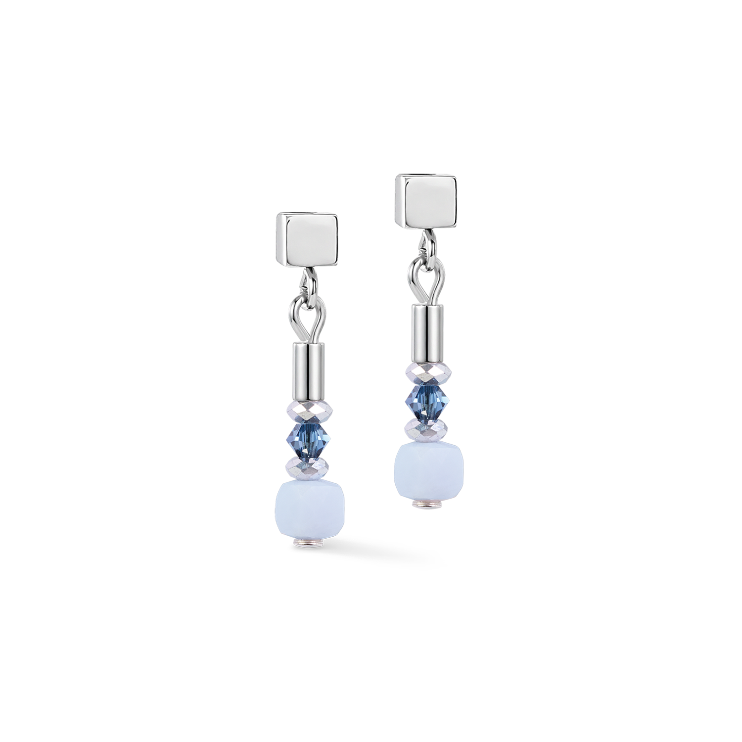Stud Earrings Cube Balance Blue Mist