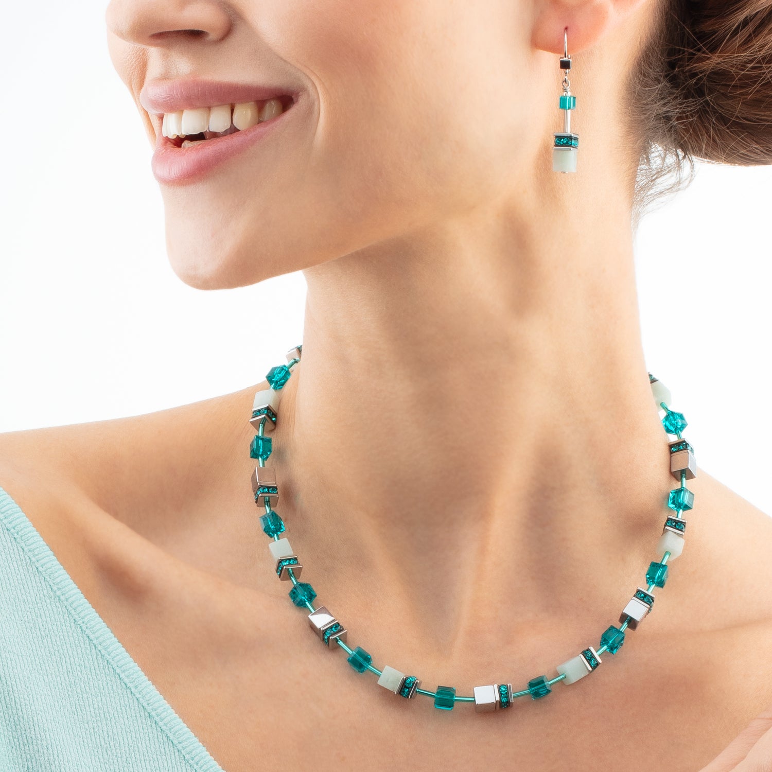 GeoCUBE® Iconic Precious earrings silver-green