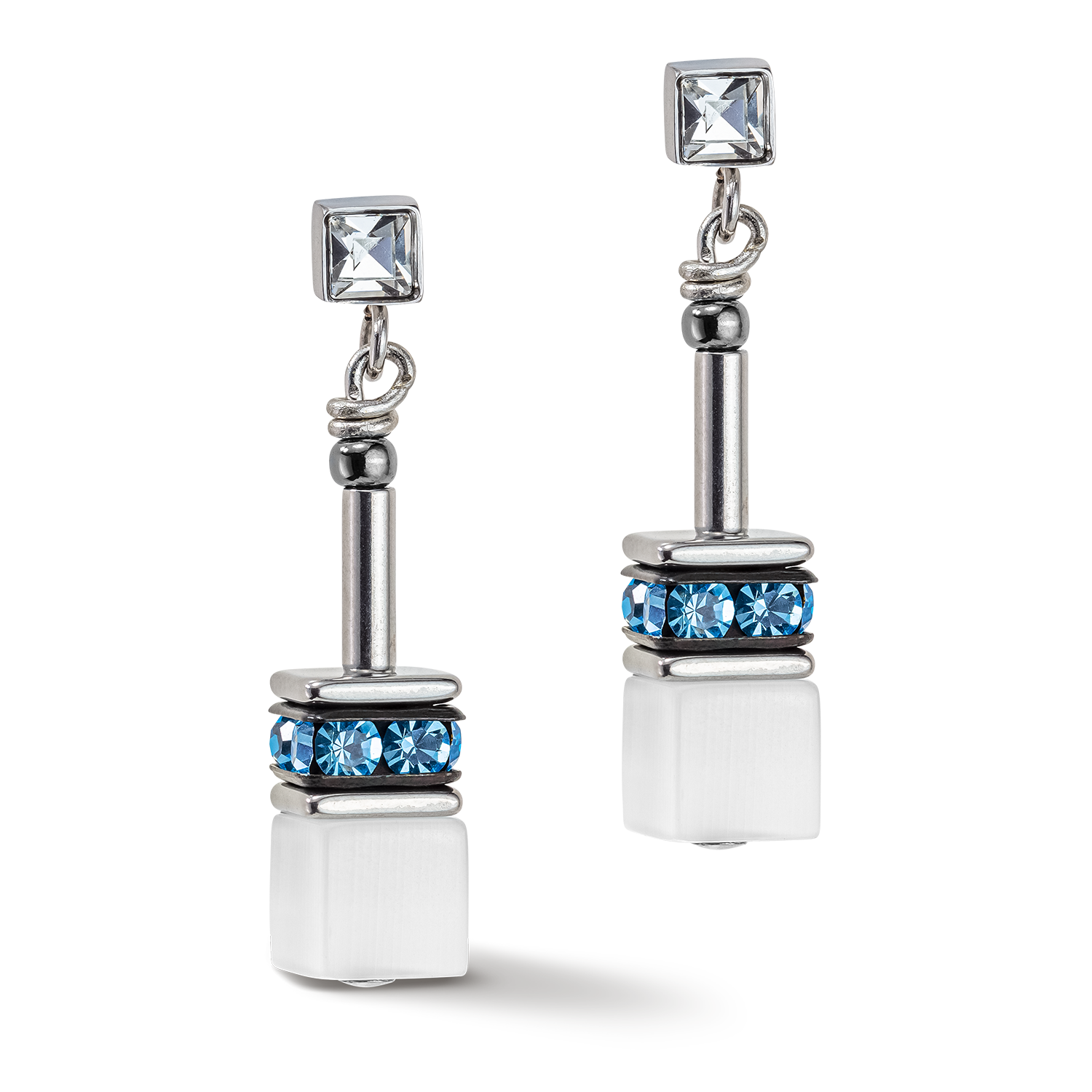 GeoCUBE® Iconic Monochrome earrings aqua