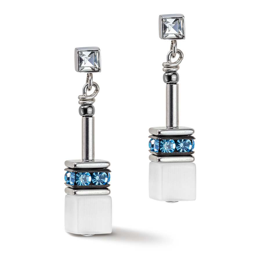 GeoCUBE® Iconic Monochrome earrings aqua