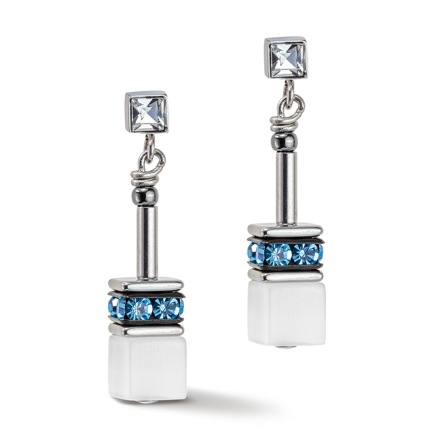 GeoCUBE® Iconic Monochrome earrings aqua