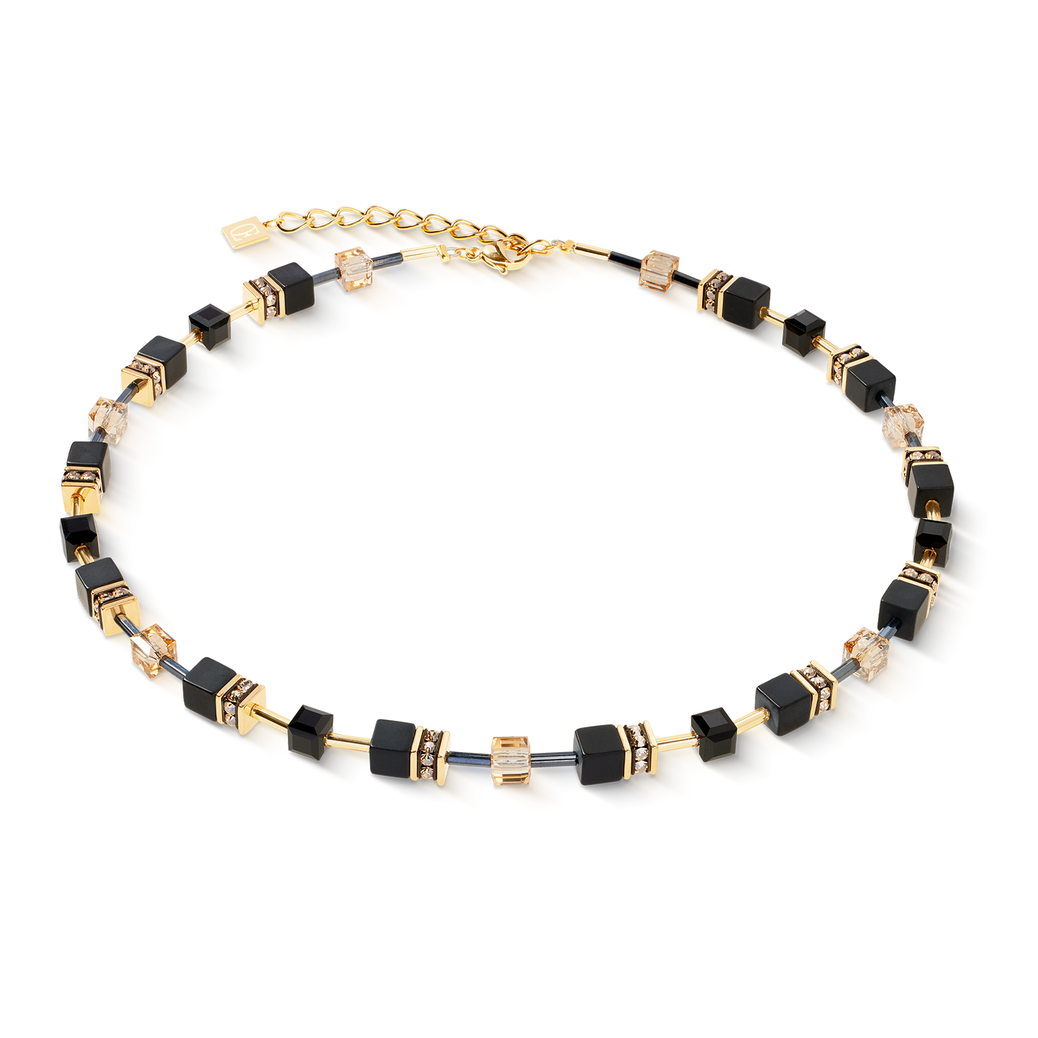 GeoCUBE® necklace Onyx black-gold