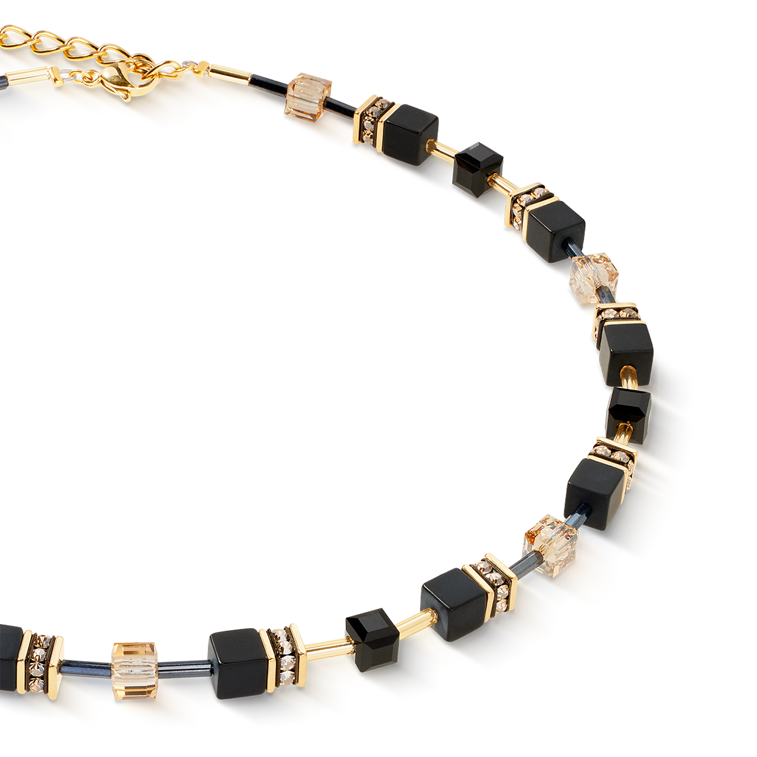 GeoCUBE® necklace Onyx black-gold