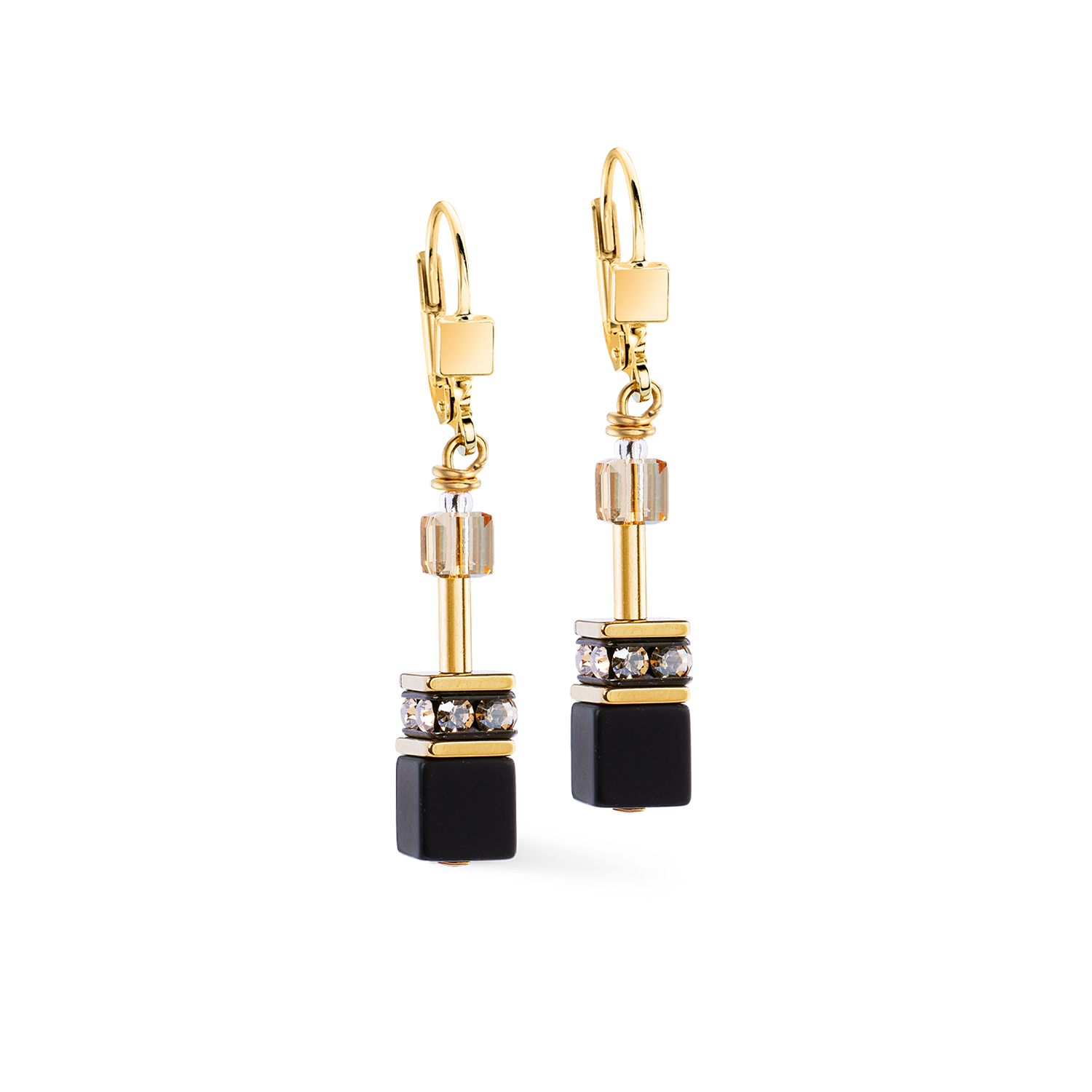 GeoCUBE® earrings onyx black-gold
