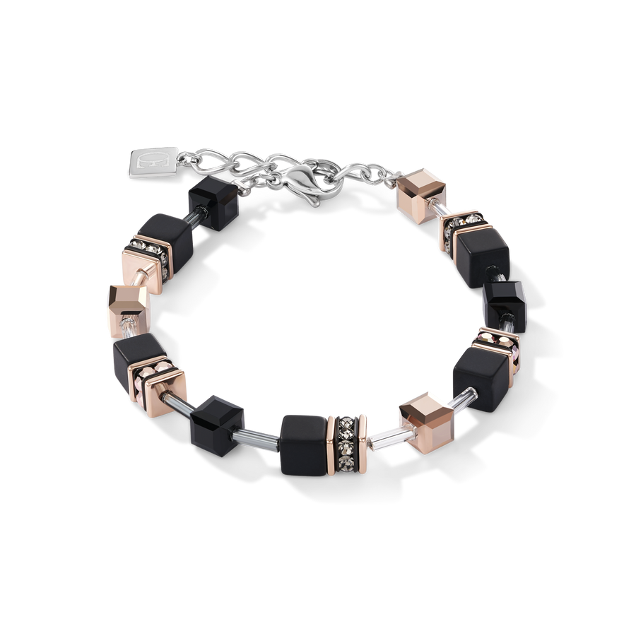 GeoCUBE® Bracelet onyx black-rose gold