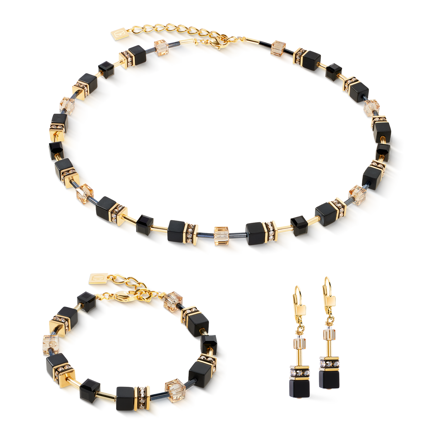 GeoCUBE® bracelet onyx black-gold