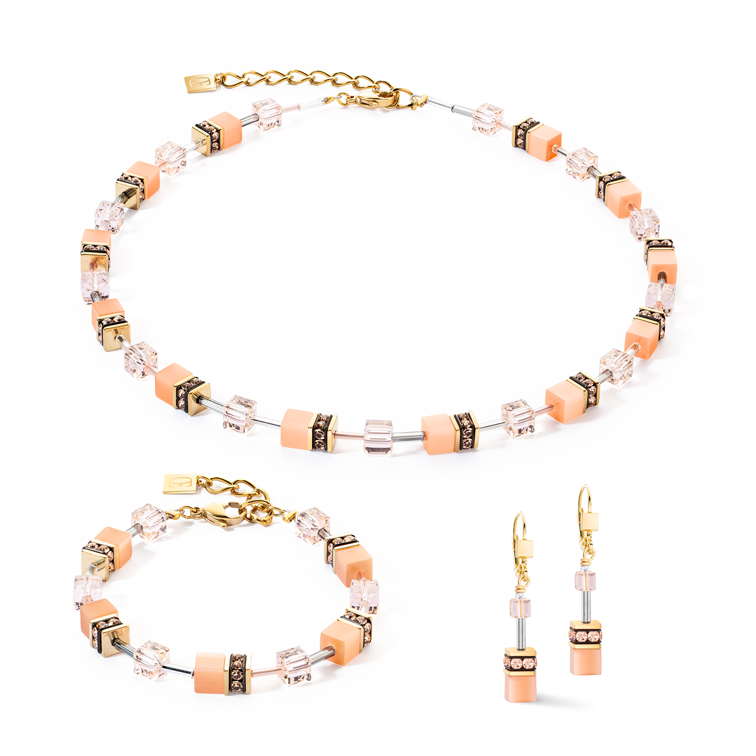 GeoCUBE® Iconic Mono Gold necklace Apricot Crush