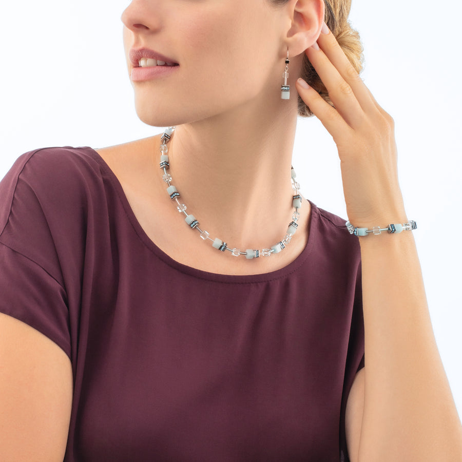 GeoCUBE® Iconic Mono Gold earrings ice blue