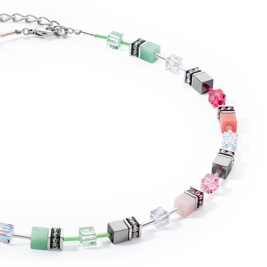 GeoCUBE® Iconic necklace green-pink
