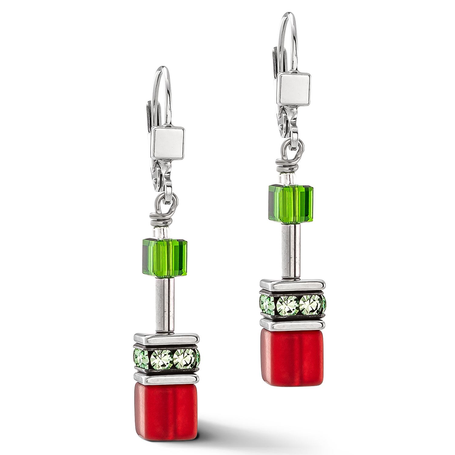 GeoCUBE® Iconic earrings red-green