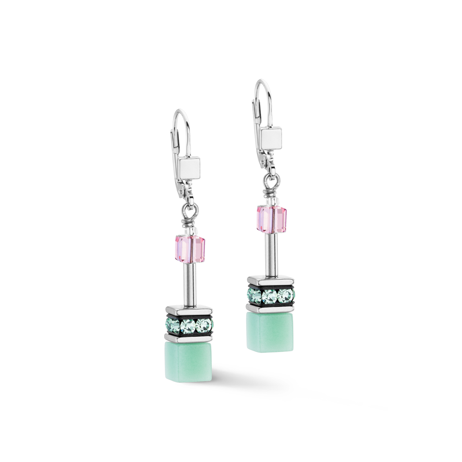 GeoCUBE® Iconic earrings green-pink