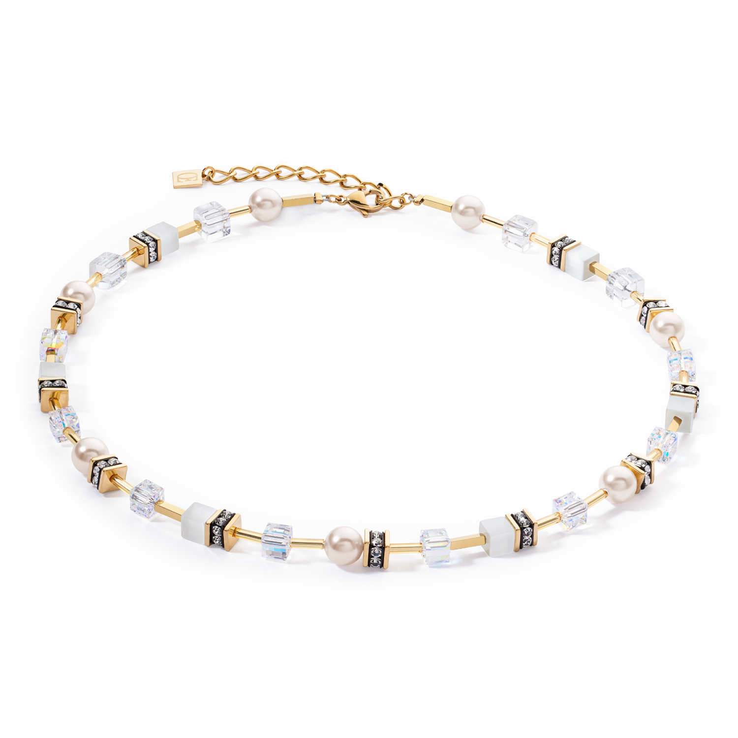 GeoCUBE® Iconic Pearl Mix necklace gold-white