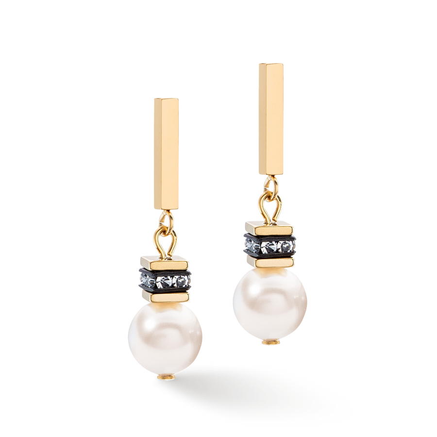 GeoCUBE® Iconic Pearl Mix earrings gold-white