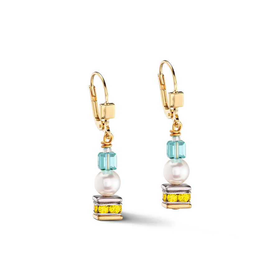 Joyful Cubes & Pearls earrings multicolour
