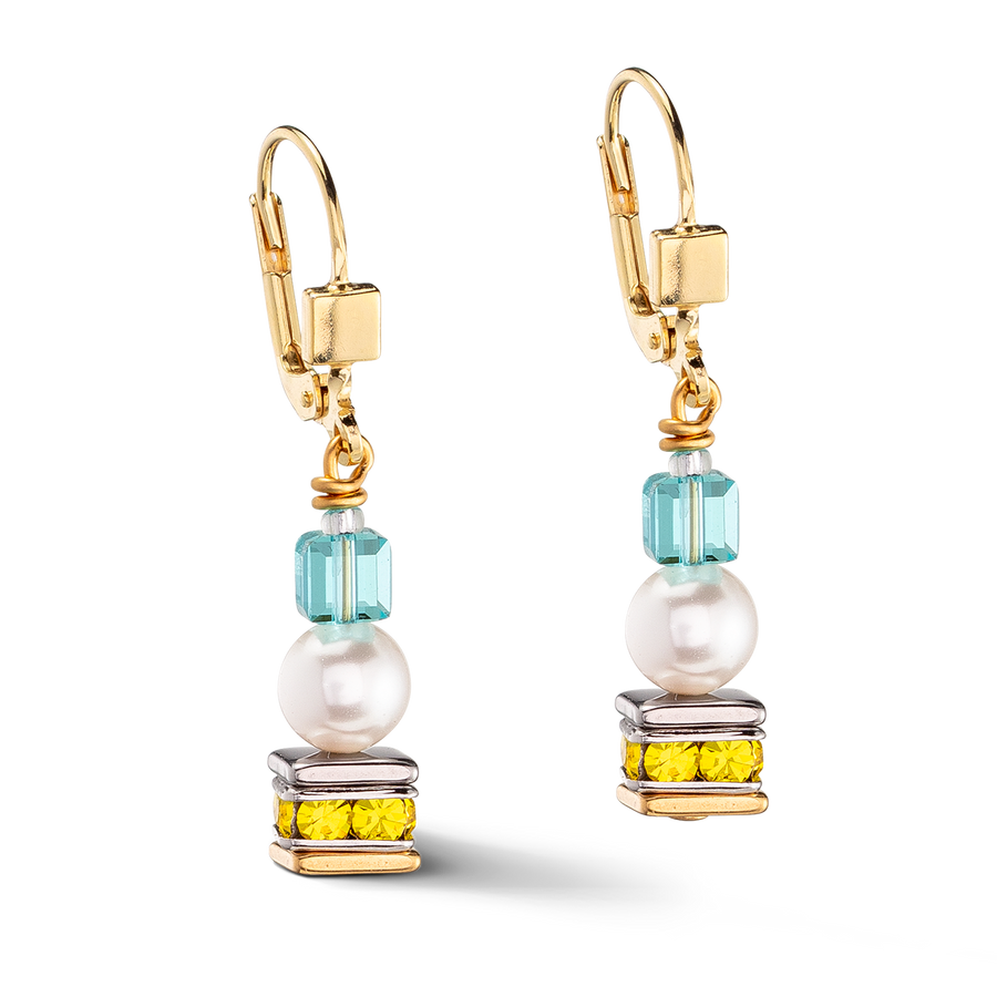 Joyful Cubes & Pearls earrings multicolour