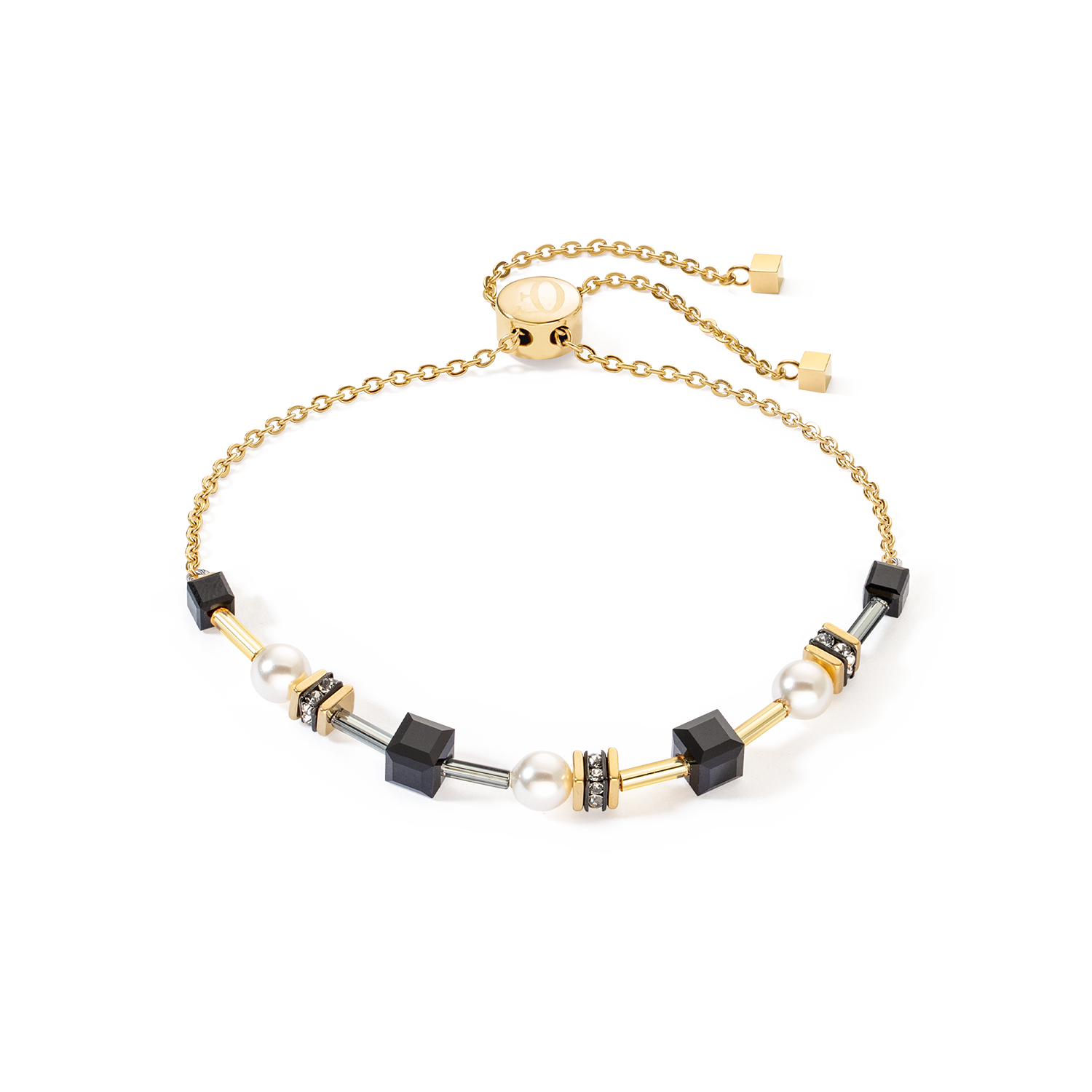 Bracelet Mysterious Cubes & Pearls gold-black