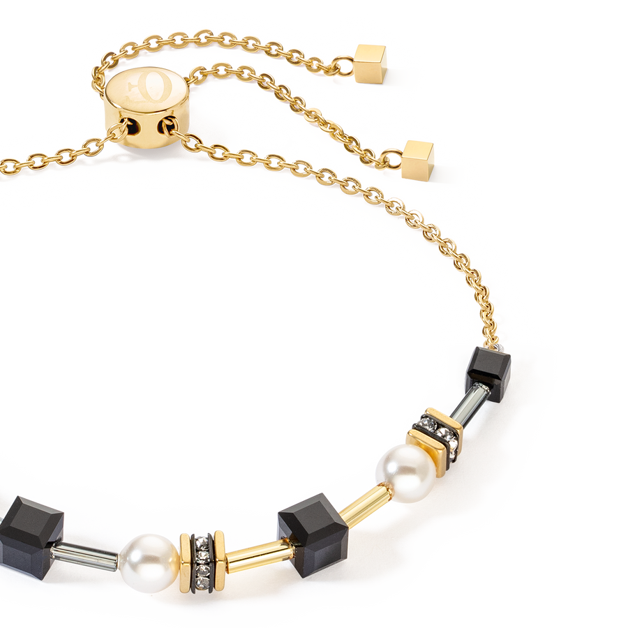 Bracelet Mysterious Cubes & Pearls gold-black