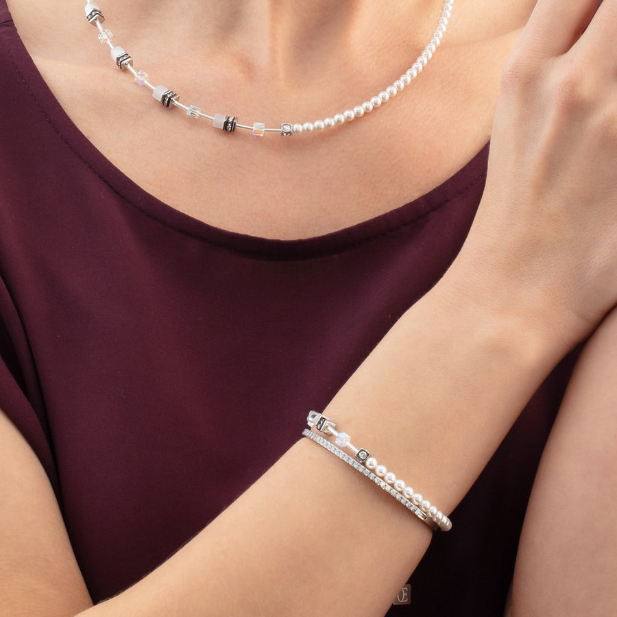 GeoCUBE® Mini Fusion Pearls Bracelet silver-white