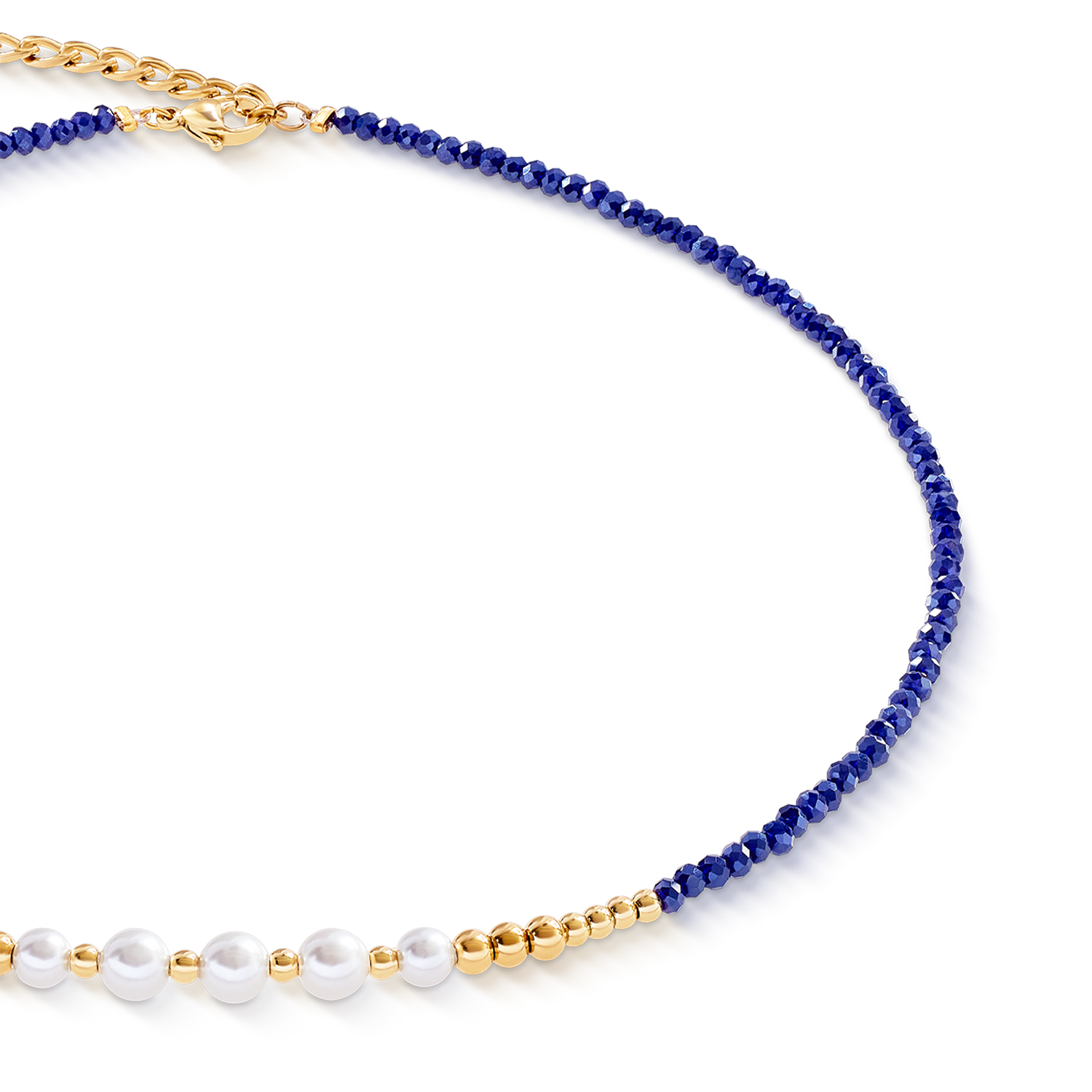 Necklace Pearl Line gold-blue