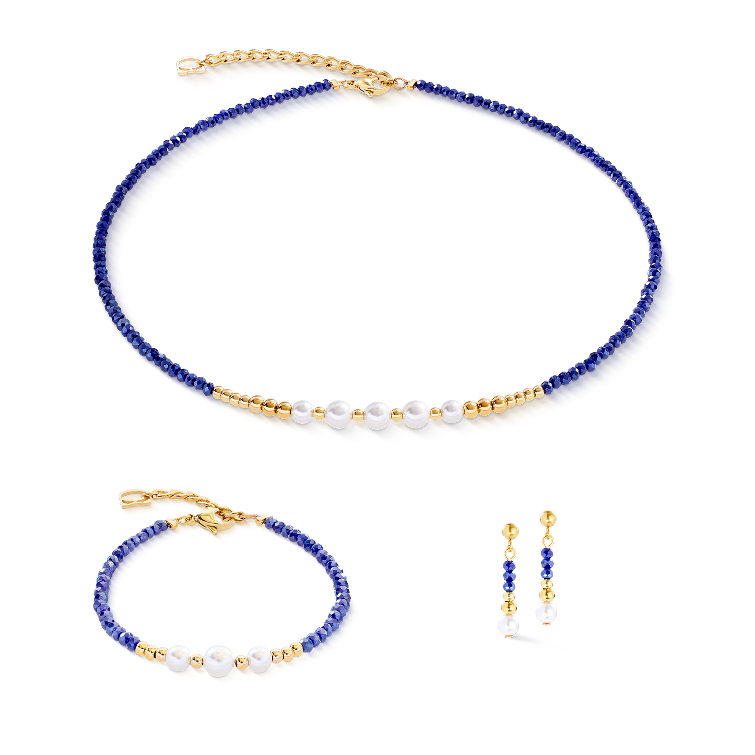 Necklace Pearl Line gold-blue