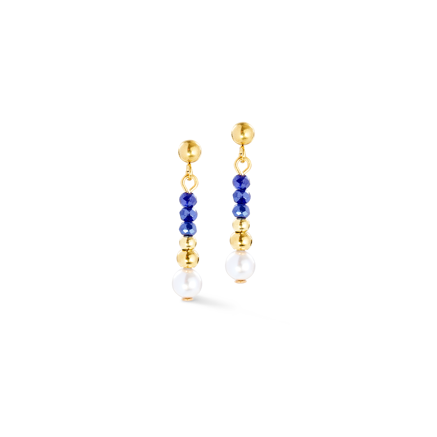 Earrings Pearl Line gold-blue