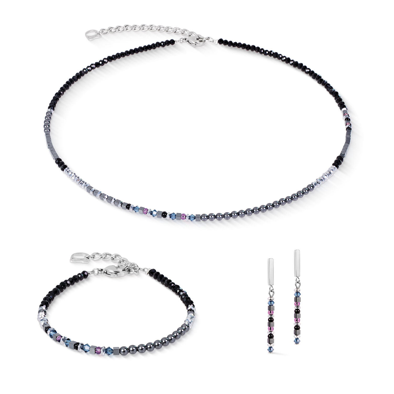 Earrings Fusion Offset Graphic grey-black