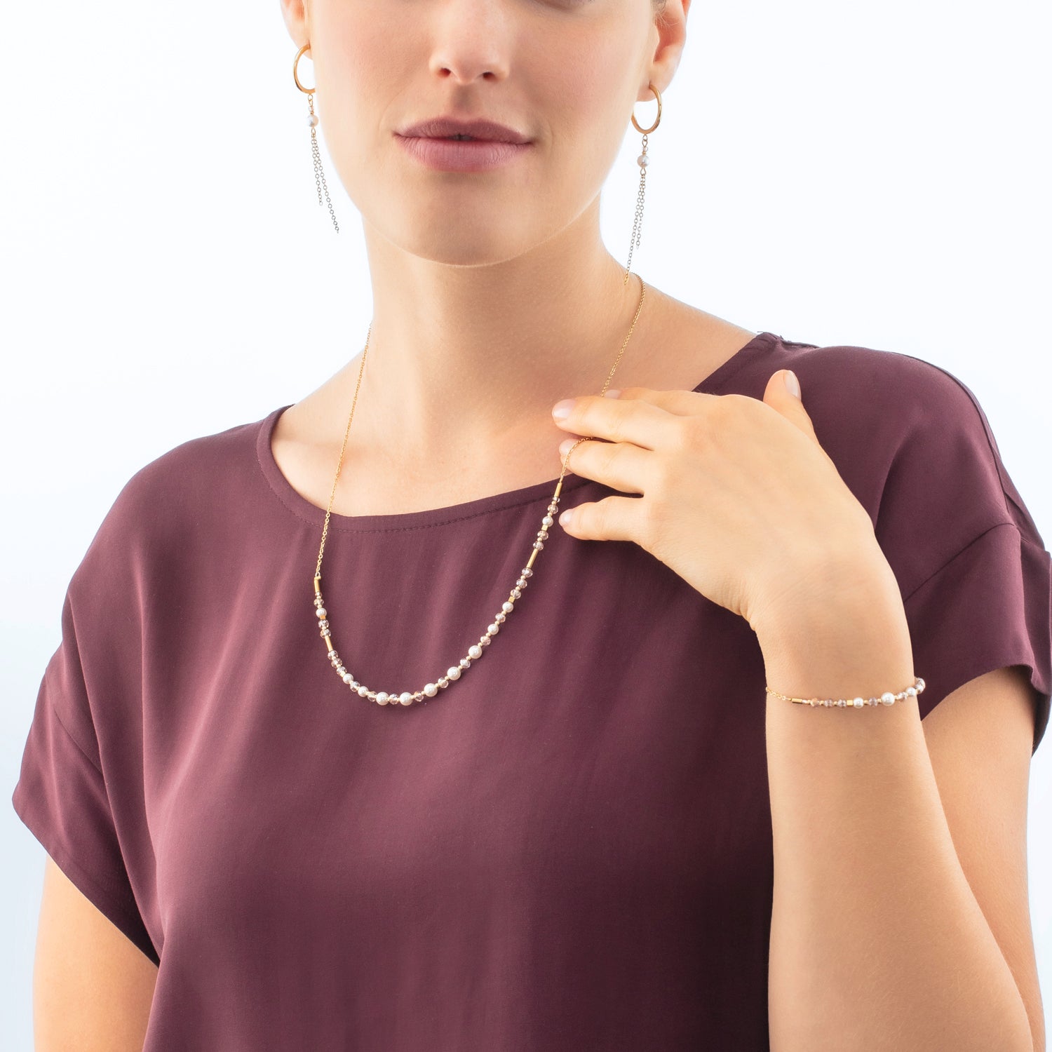 Princess Pearls Chain necklace gold-white