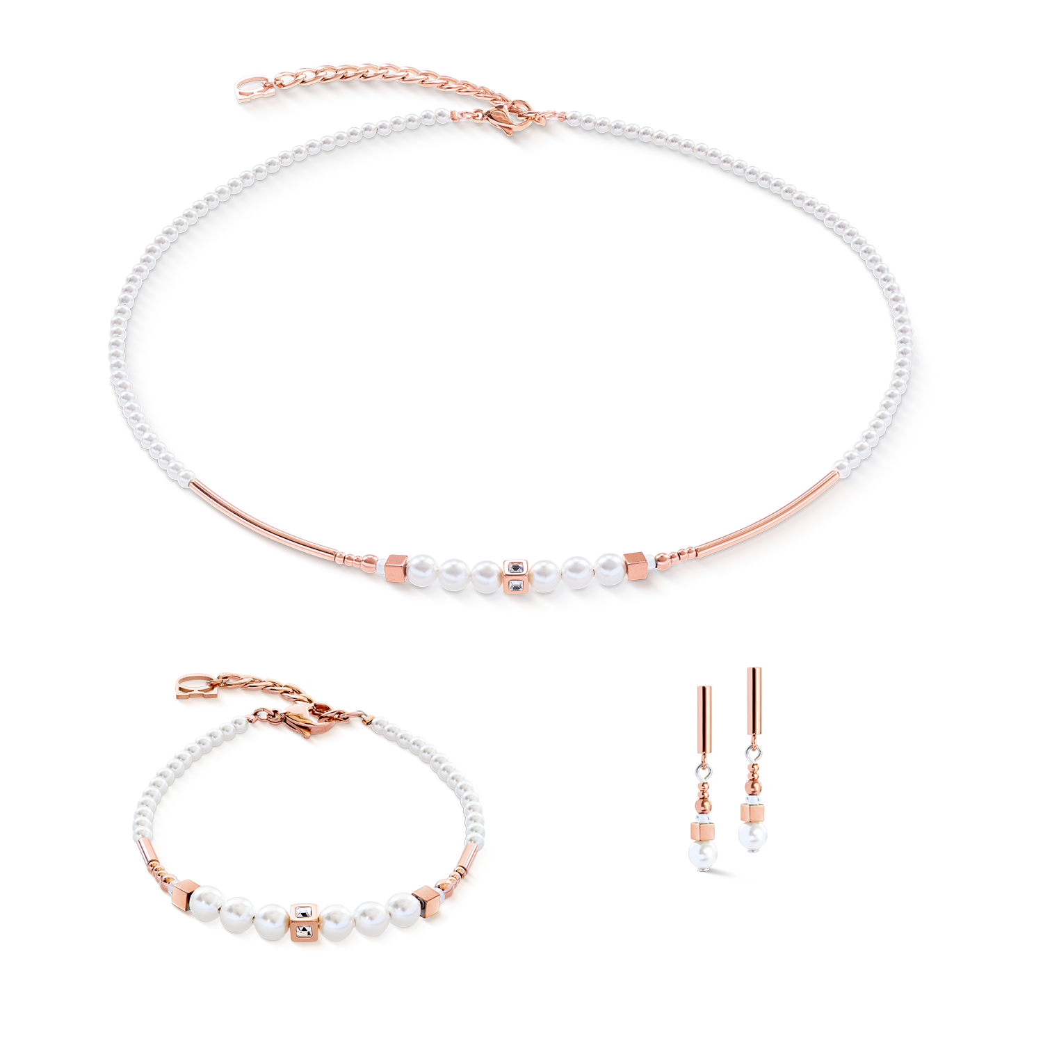 Necklace Shimmering Princess Pearls rose gold-white