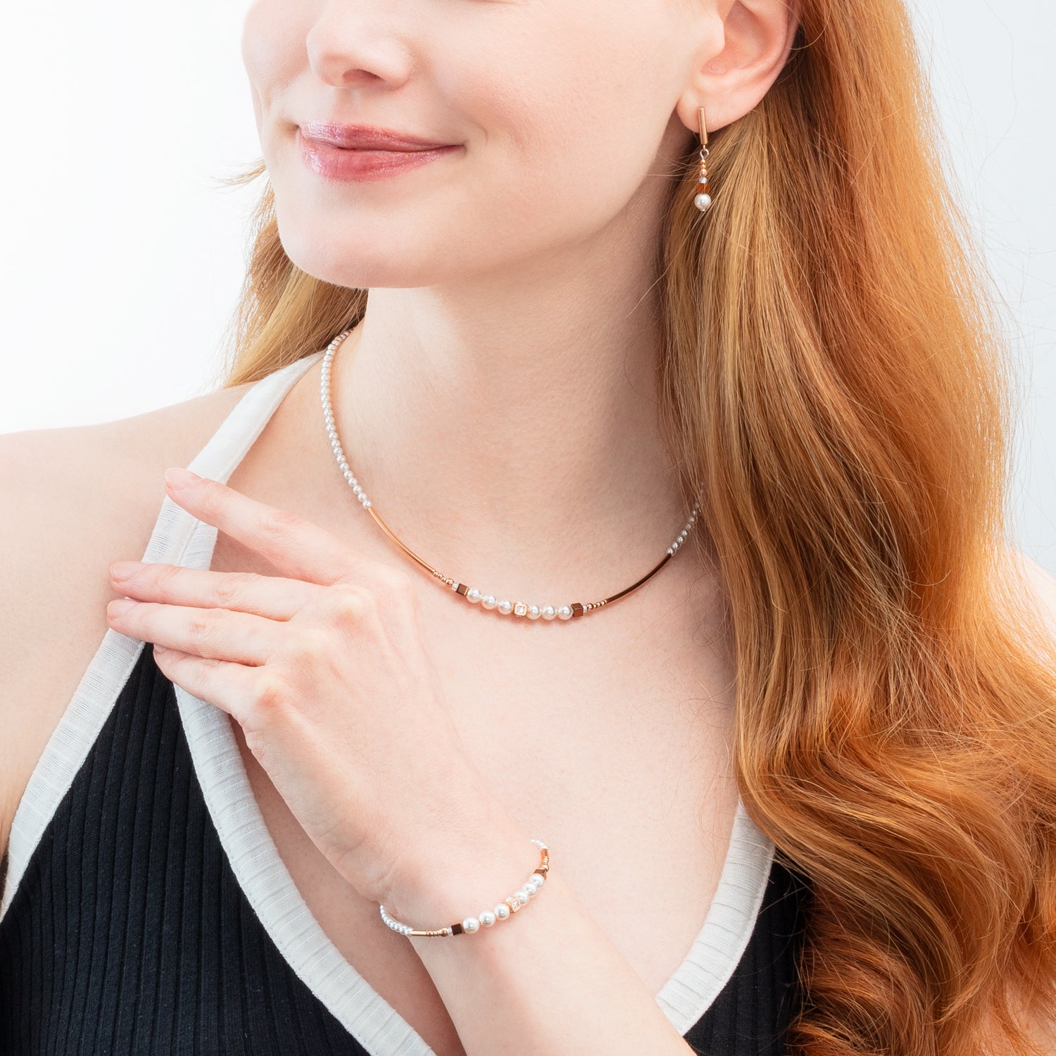 Necklace Shimmering Princess Pearls rose gold-white