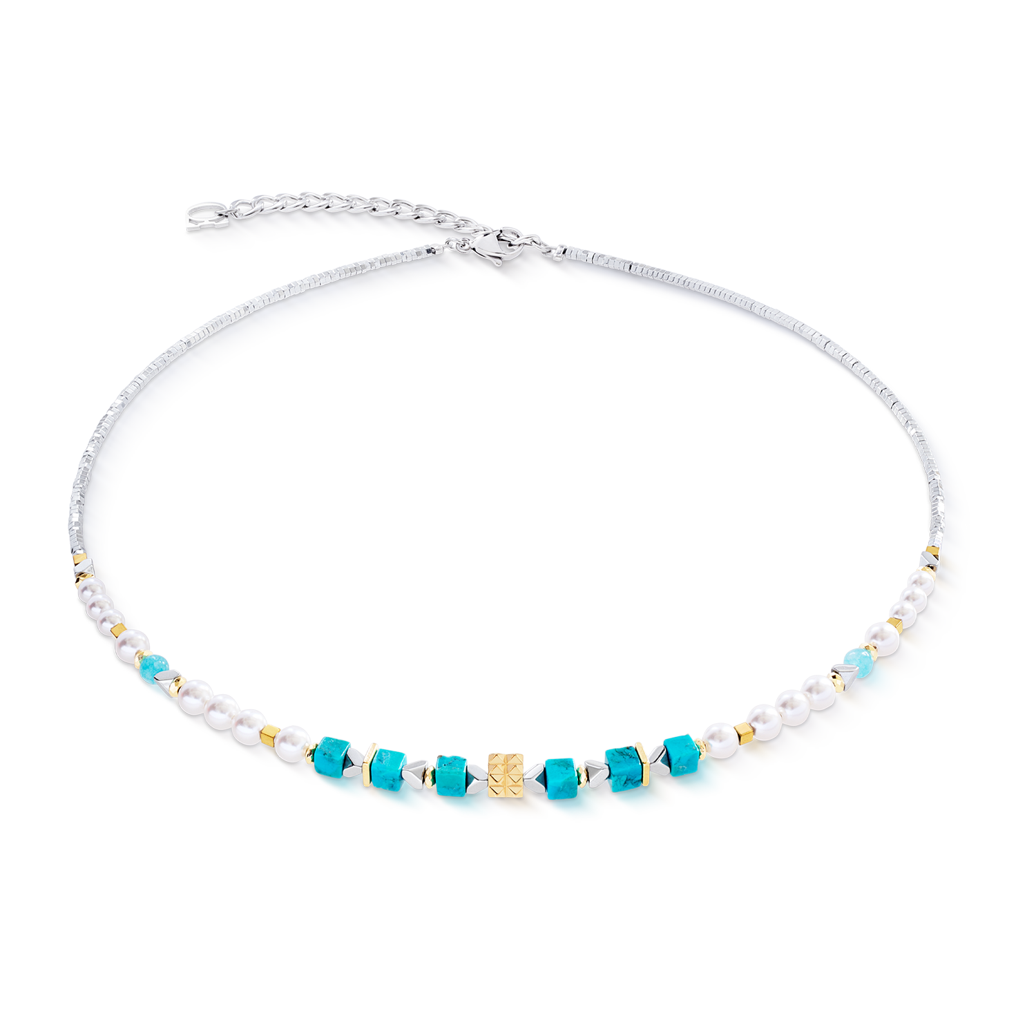 Necklace Modern Elegance Spikes gold-turquoise