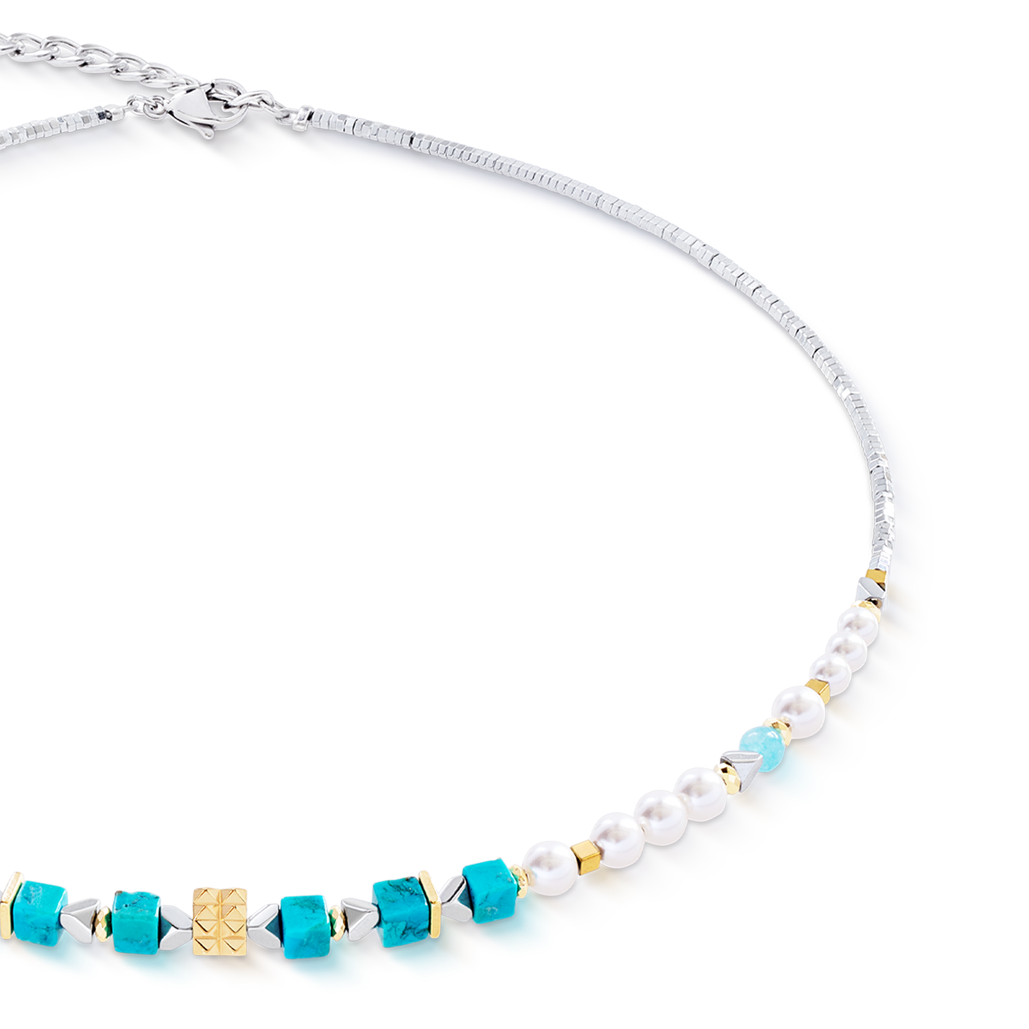 Necklace Modern Elegance Spikes gold-turquoise