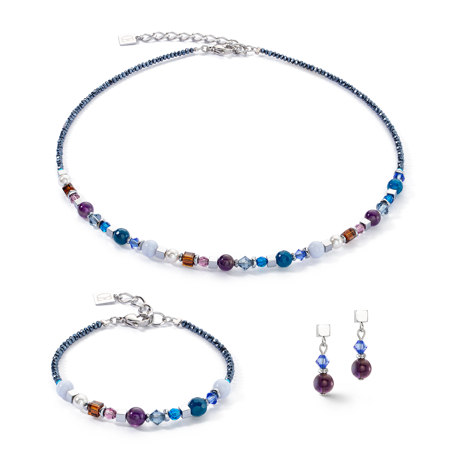 Festive Spheres earrings silver-royal