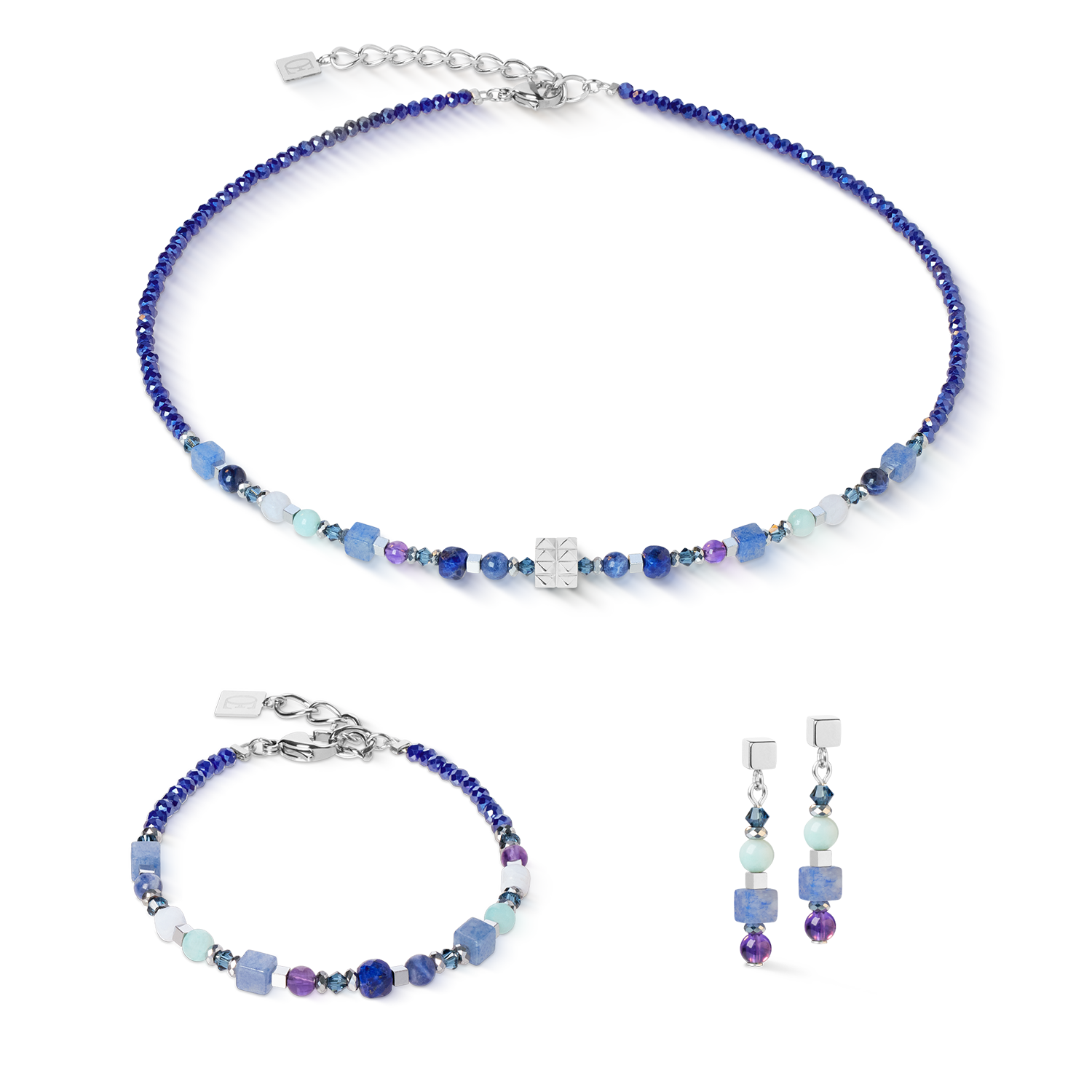 Necklace Shape Mix Spikes Blue Moon