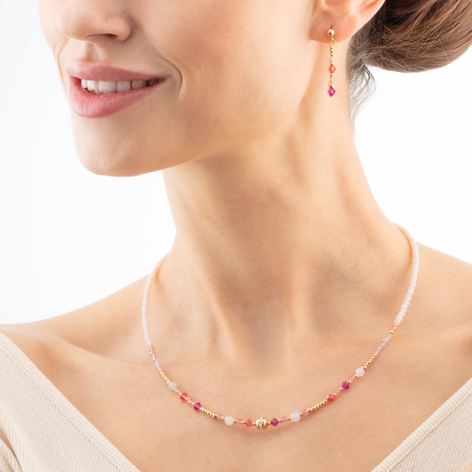Earrings Golden Sphere Shape Mix rose