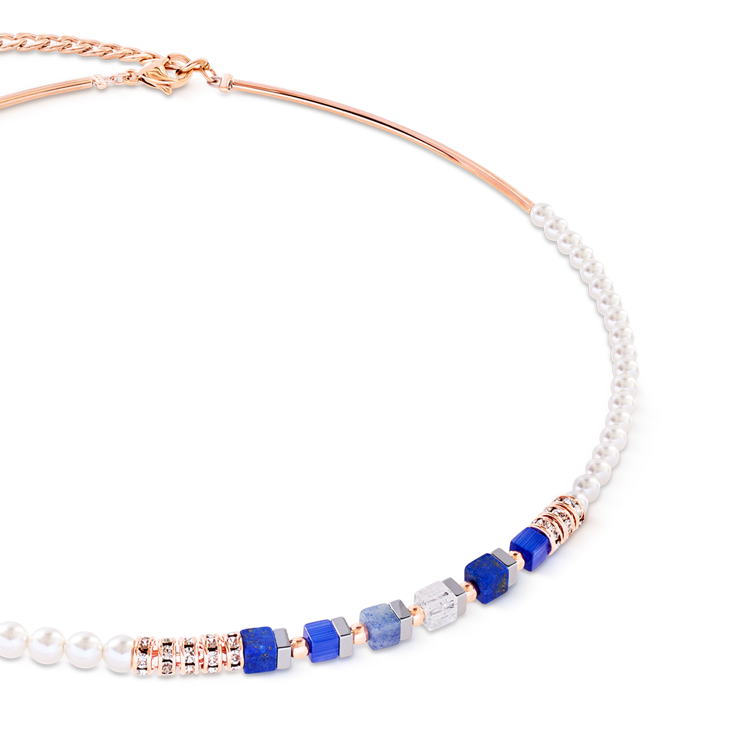 Precious Fusion Offset necklace rose gold-blue