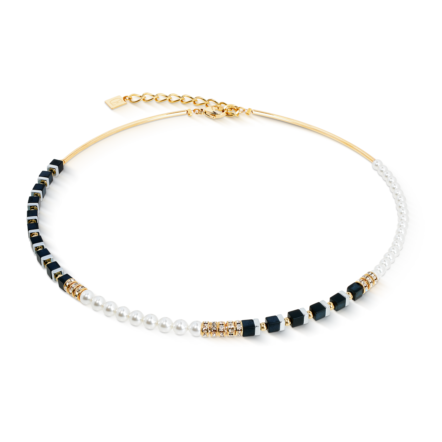 Precious Fusion Offset necklace black-pearl