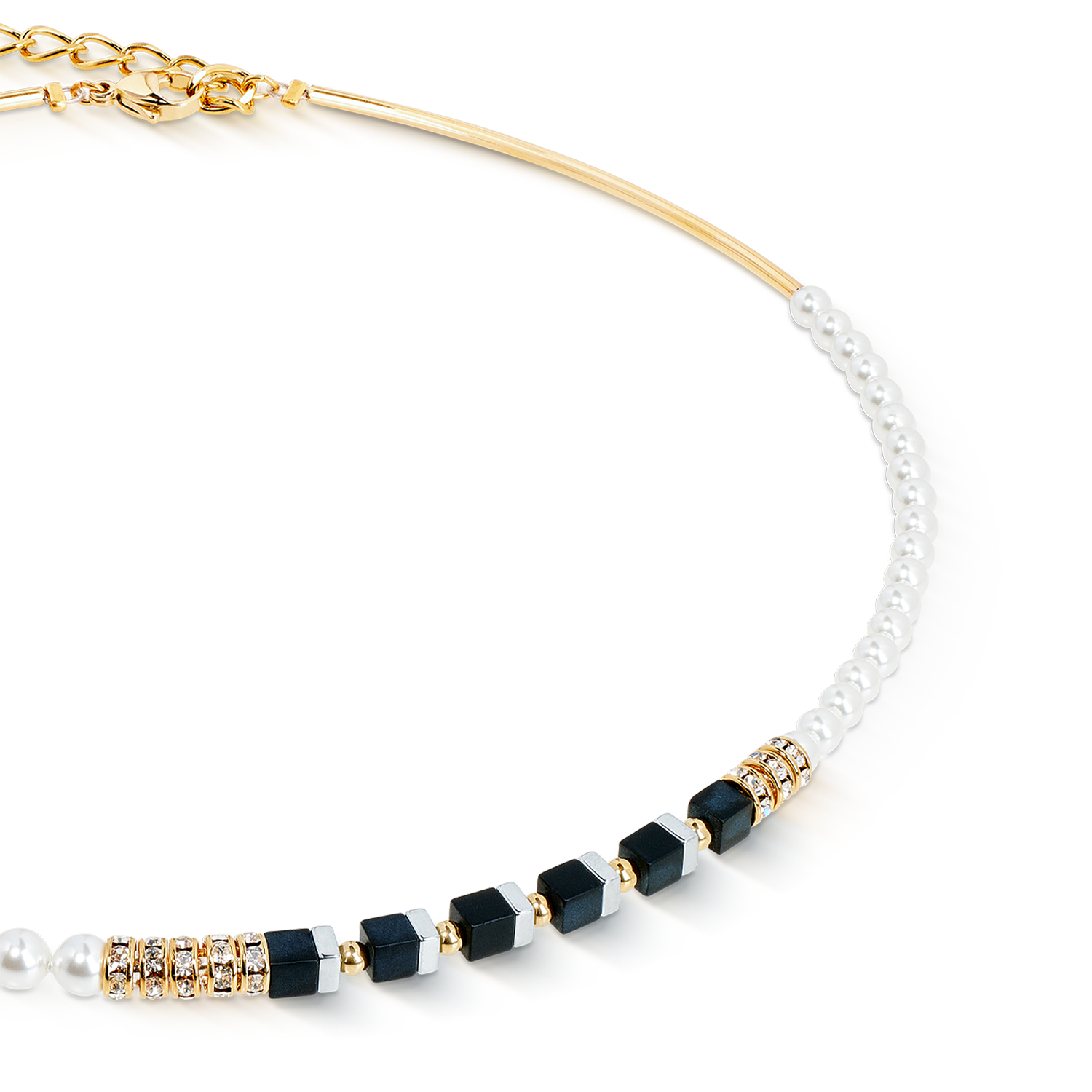 Precious Fusion Offset necklace black-pearl
