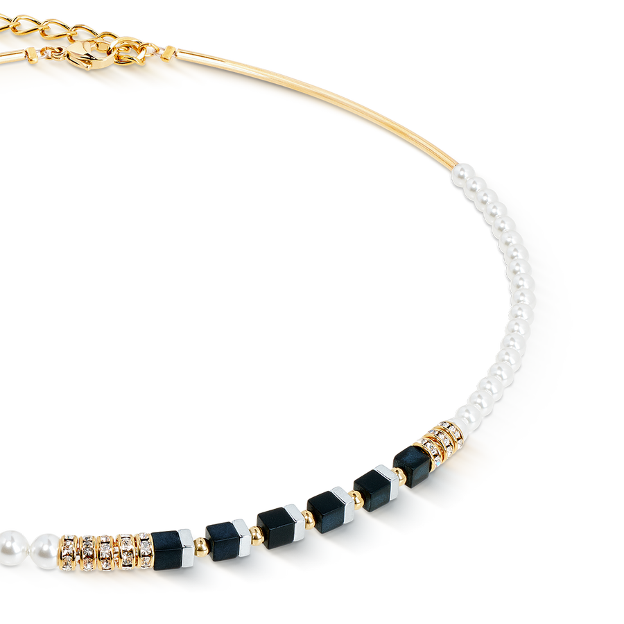 Precious Fusion Offset necklace black-pearl