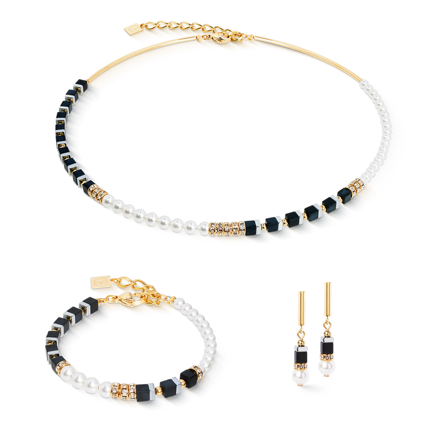 Precious Fusion Offset necklace black-pearl